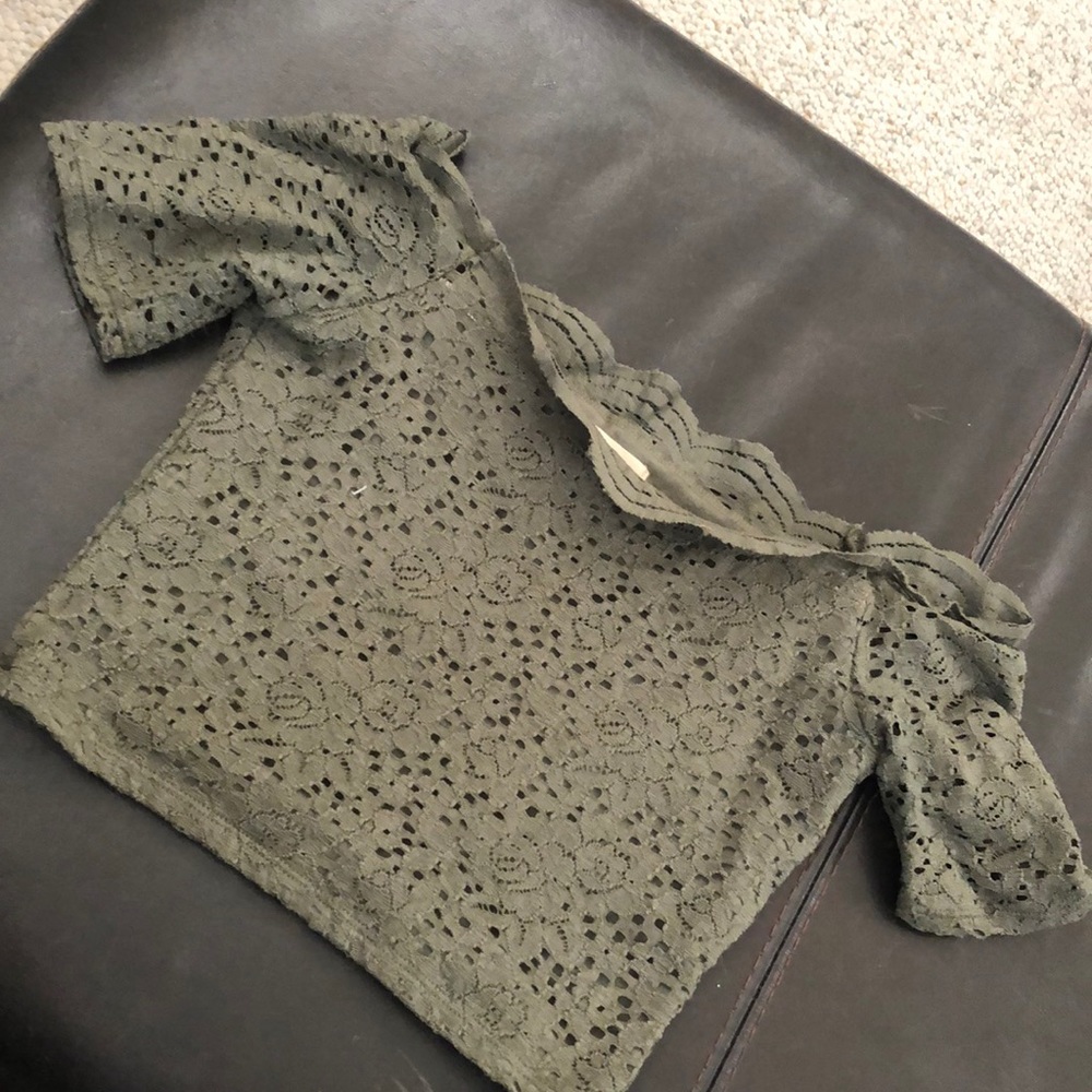 Green Off The Shoulder Crop Top